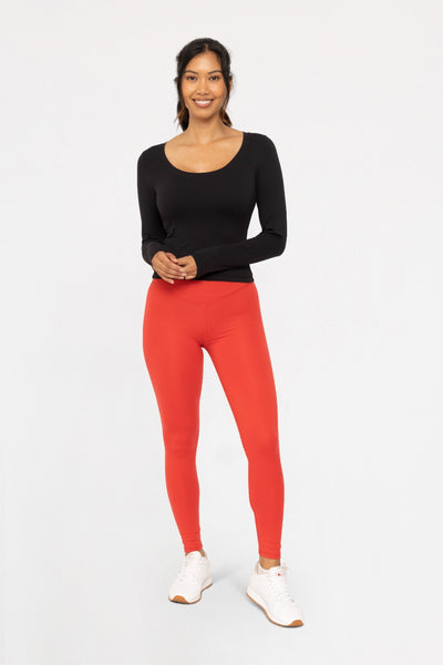 Mono B Red Criss Cross Waist Legging