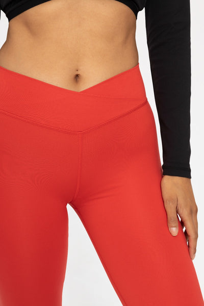 Mono B Red Criss Cross Waist Legging