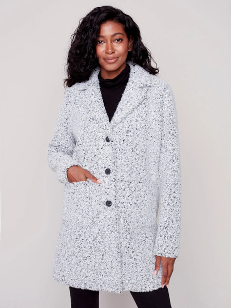 Charlie B Boucle Knit Tailored Collar Coat