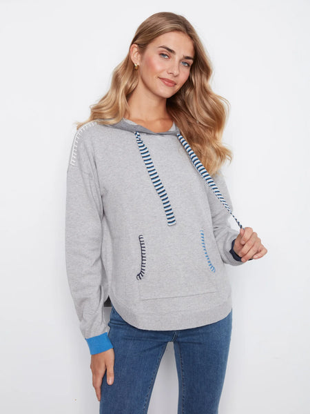 Charlie B Contrast Detail Hooded Sweater