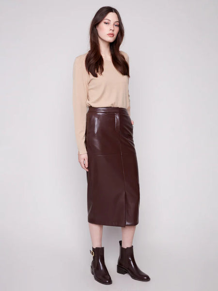 Charlie B Faux Leather Midi Skirt