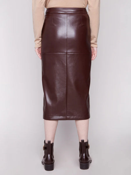Charlie B Faux Leather Midi Skirt
