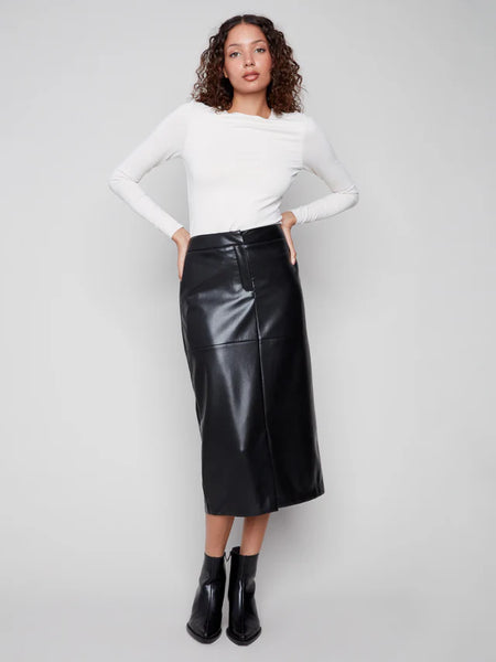 Charlie B Faux Leather Midi Skirt