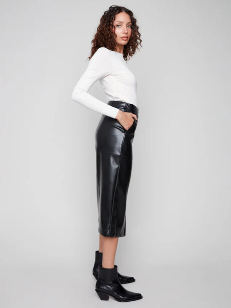 Charlie B Faux Leather Midi Skirt