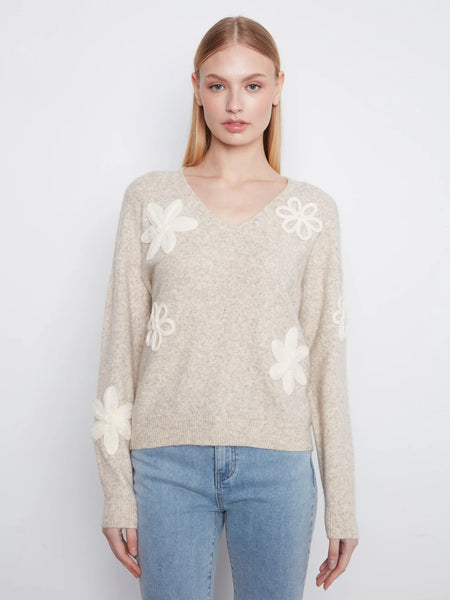 Charlie B Floral V-Neck Sweater