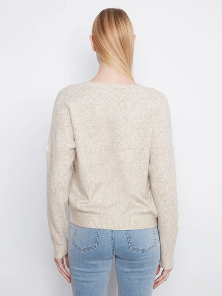 Charlie B Floral V-Neck Sweater