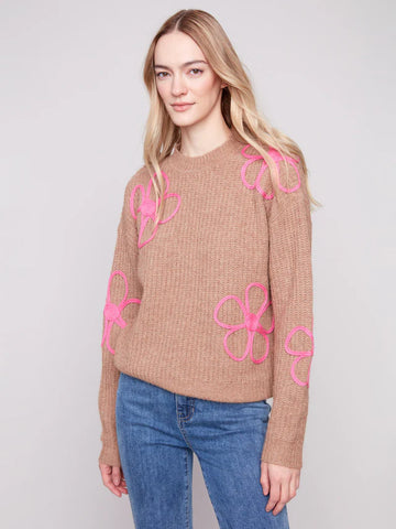 Charlie B Floral Crew Neck Sweater