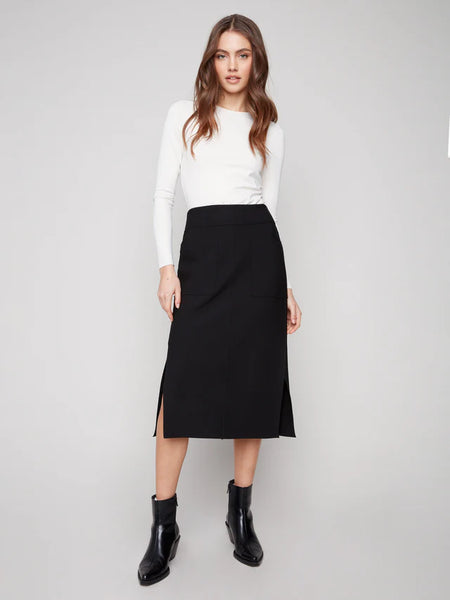 Charlie B Crepe Skirt With Patch Pockets