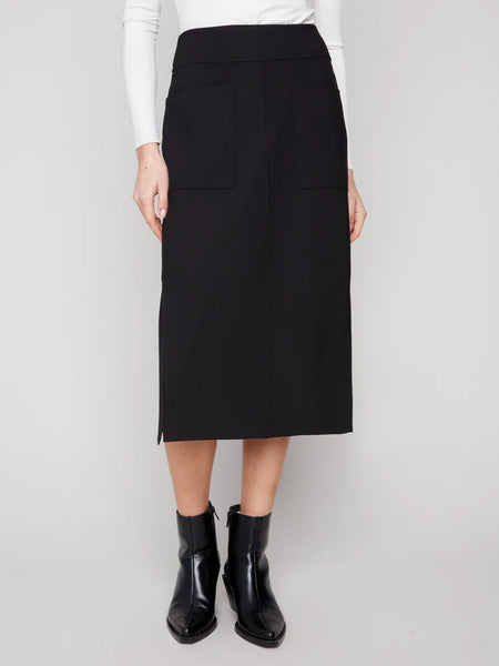 Charlie B Crepe Skirt With Patch Pockets