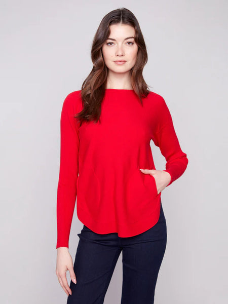 Charlie B Knit Sweater With Back Lace-Up