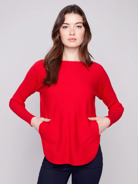 Charlie B Knit Sweater With Back Lace-Up