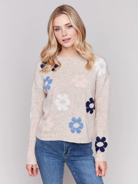 Charlie B Truffle Sweater with Flowers