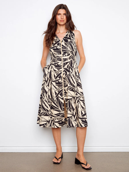 Charlie B Printed Front Zip Maxi Dress
