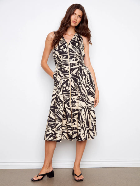 Charlie B Printed Front Zip Maxi Dress