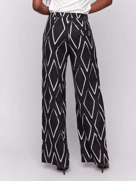 Charli B Printed Linen Blend Pants - Diamonds