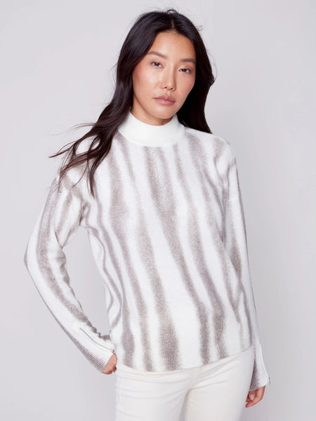 Charlie B. Mock Neck Sweater With Zipper Detail