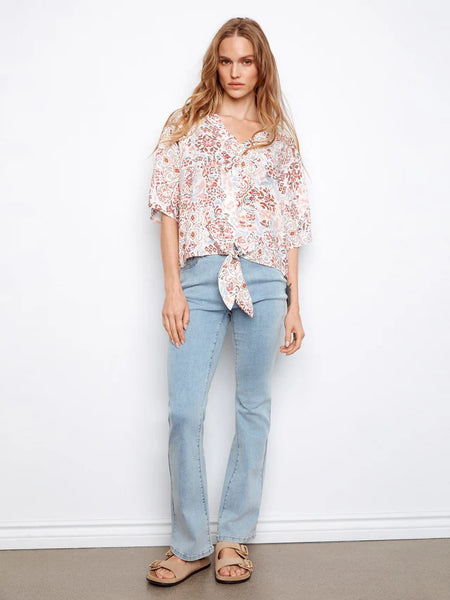 Charlie B Elbow Sleeve Popover Blouse