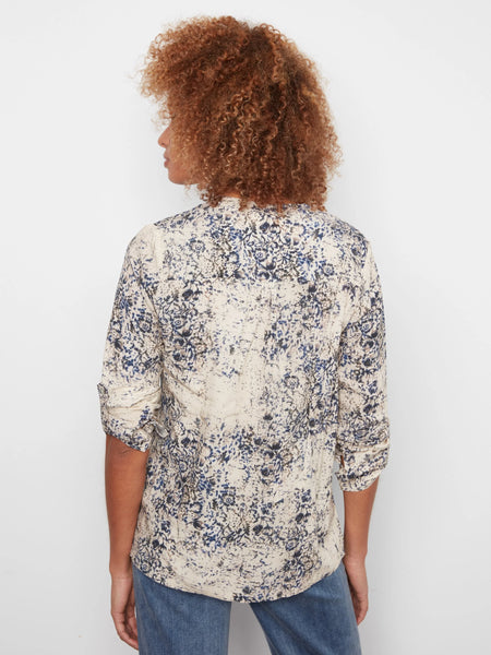 Charlie B Printed Viscose Roll Up sleeve Blouse