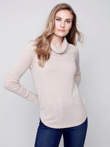 Charlie B Ribbed Cowl Neck Sweater