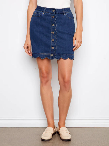 Charlie B Button-Front Denim Skort