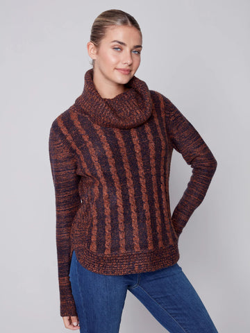Charlie B 2-Toned Cable Knit Sweater