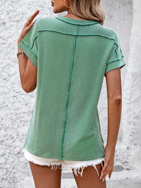 Backstitch Strip Short Sleeve Shirt