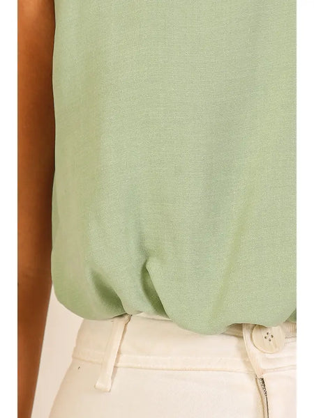 Sage Flowy Cropped Tank