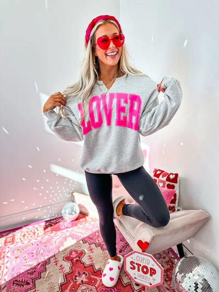 Lover Ash Grey Slit Neck Crewneck