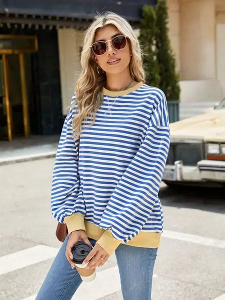 Relaxed Striped Crew Neck Sweater