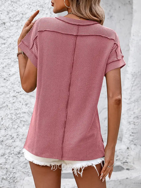 Backstitch Strip Short Sleeve Shirt