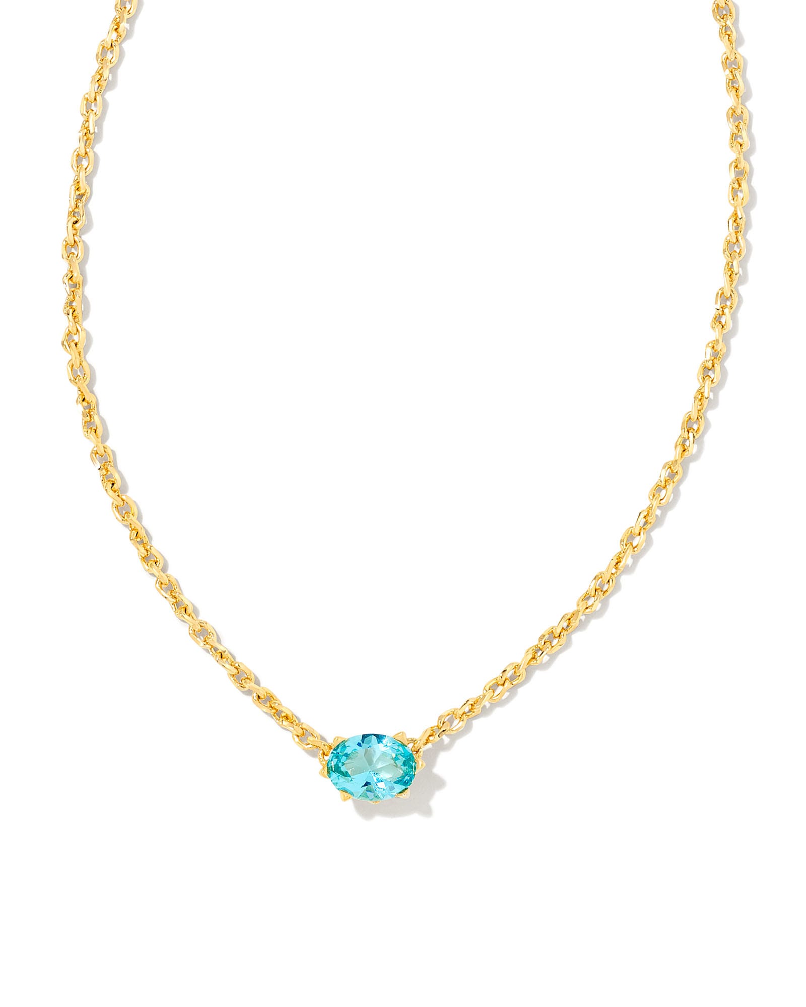 Cailin Gold Pendant Necklace in Aqua Crystal (March)