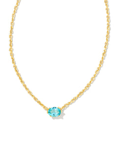 Cailin Gold Pendant Necklace in Aqua Crystal (March)