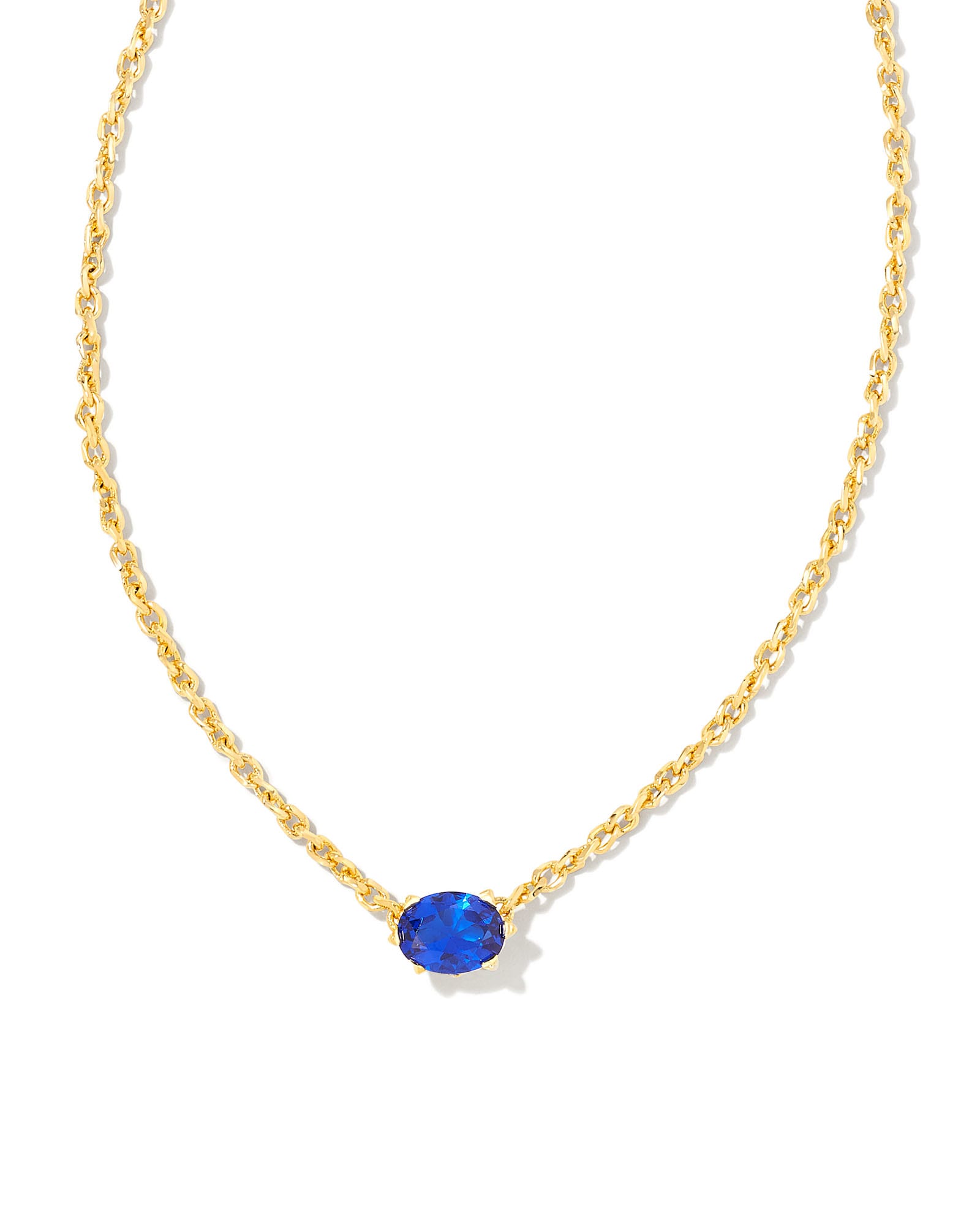 Cailin Gold Pendant Necklace in Blue Crystal (September)