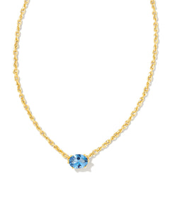 Cailin Gold Pendant Necklace in Blue Violet Crystal (December)