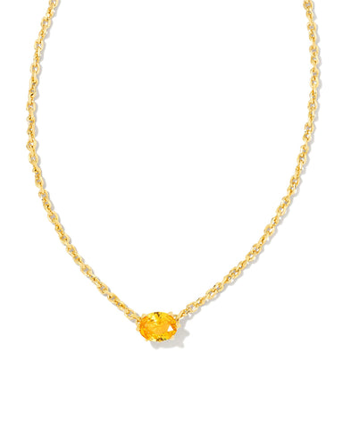 Cailin Gold Pendant Necklace in Golden Yellow Crystal (November)