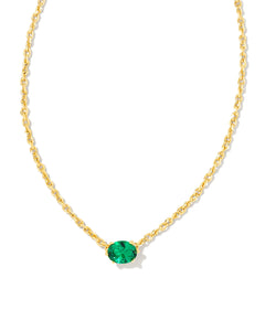 Cailin Gold Pendant Necklace in Green Crystal (May)