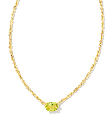 Cailin Gold Pendant Necklace in Green Peridot Crystal (August)