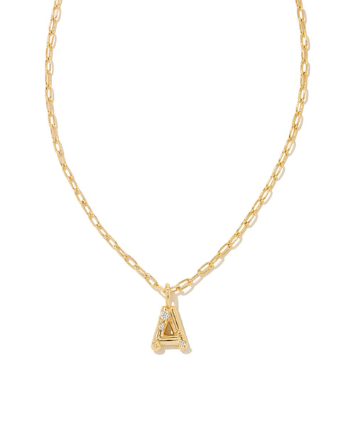 Kendra Scott Crystal Letter Gold Short Pendant Necklace in Gold