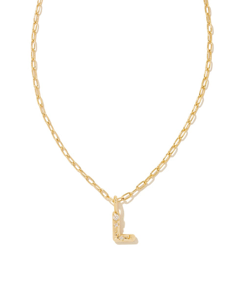 Kendra Scott Crystal Letter Gold Short Pendant Necklace in Gold