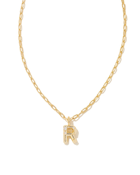 Kendra Scott Crystal Letter Gold Short Pendant Necklace in Gold