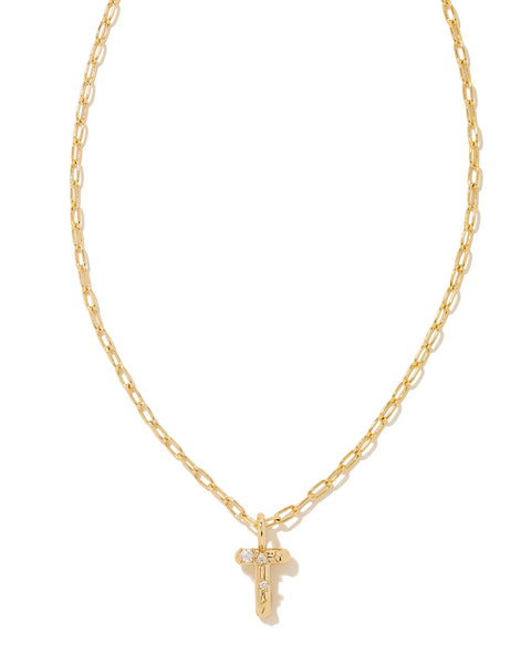 Kendra Scott Crystal Letter Gold Short Pendant Necklace in Gold