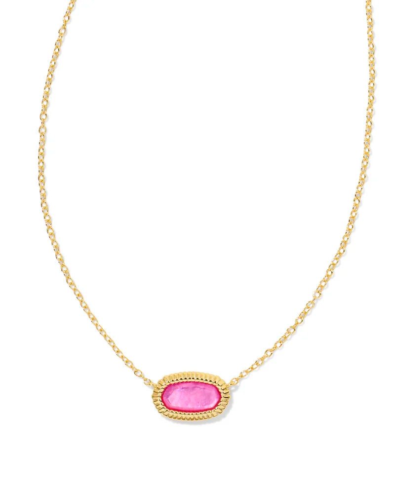 Elisa Gold Ridge Frame Short Pendant Necklace in Azalea Illusion