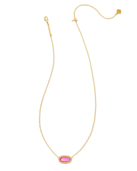 Elisa Gold Ridge Frame Short Pendant Necklace in Azalea Illusion