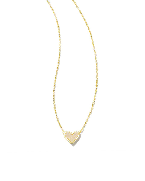 Framed Ari Heart Gold Iridescent Drusy Short Pendant Necklace