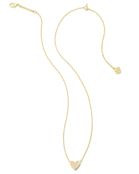 Framed Ari Heart Gold Iridescent Drusy Short Pendant Necklace