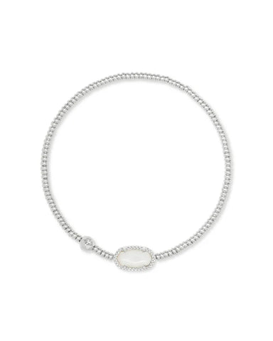 Grayson Silver Stretch Bracelet In Ivory Mother-of-Pearl