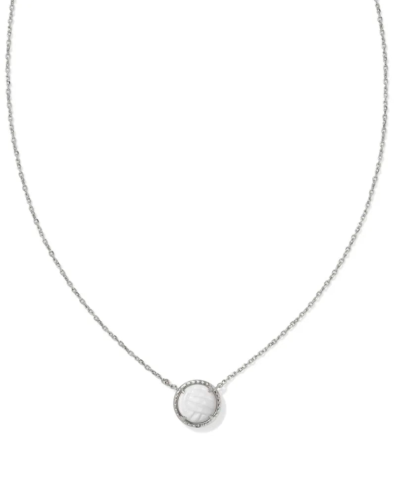 Volleyball Short Pendant Necklace in White Mother-of-Pearl