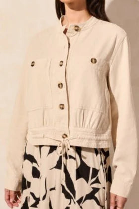 Tribal Drawstring Waist Jacket with Buttons