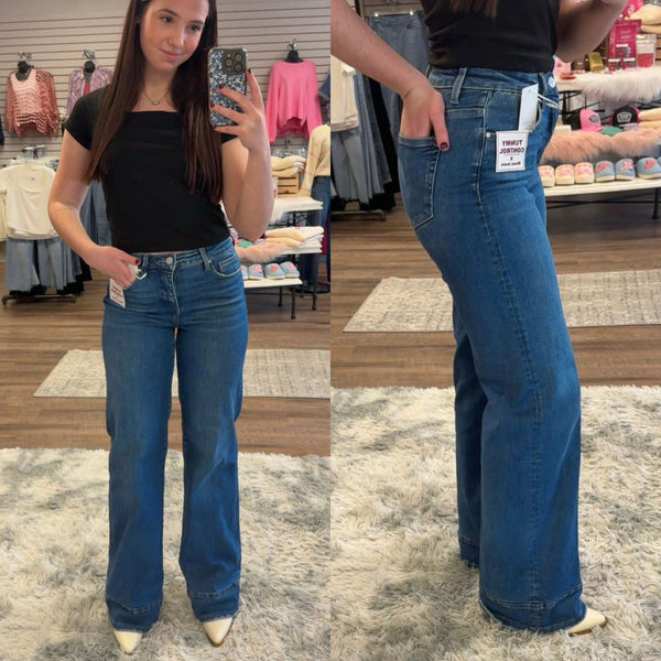 Risen High Rise Wide Leg Cuffed -Tummy Control