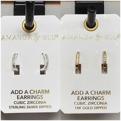 'Add a Charm' CZ Hoop Earring